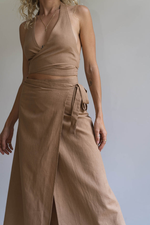INDIE WRAP SKIRT - LATTE